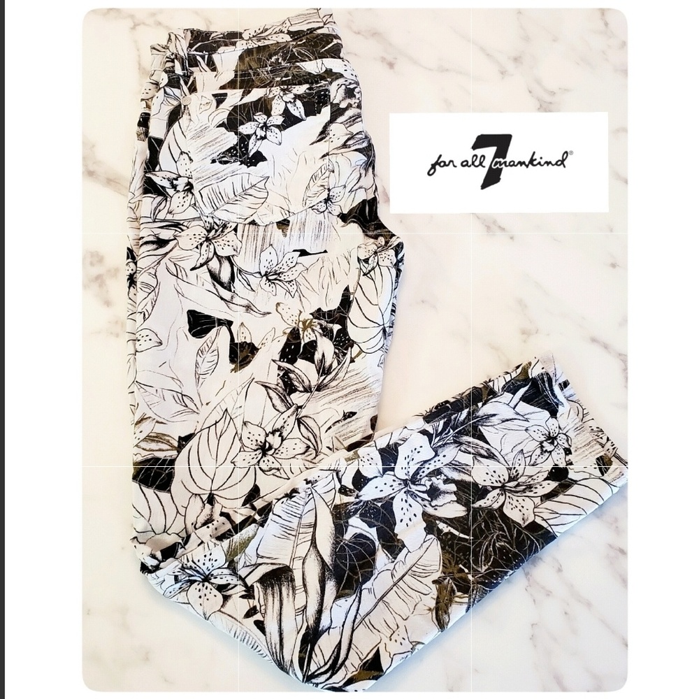 EUC 7 For All Mankind Floral Ankle Skinny Jeans